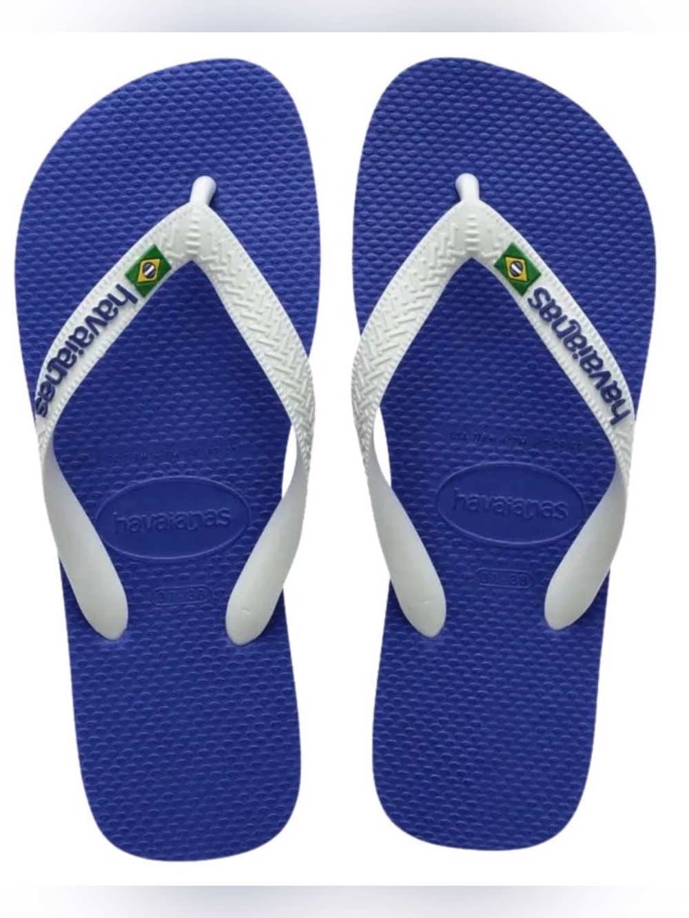 Havaianas Brazil Logo Blue White Flip Flops Sandals Men's 45/46 Brazil Flag